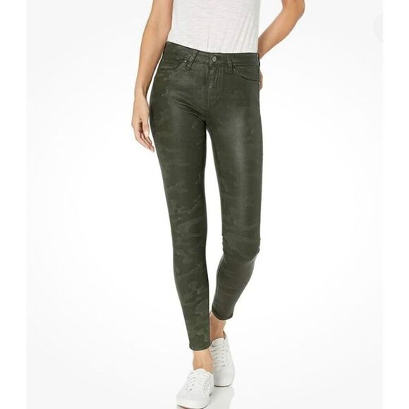 Joe's Jeans Womens Coated Laser Camo The Icon Mid Rise Skinny Ankle Green Size 2 - Picture 1 of 14